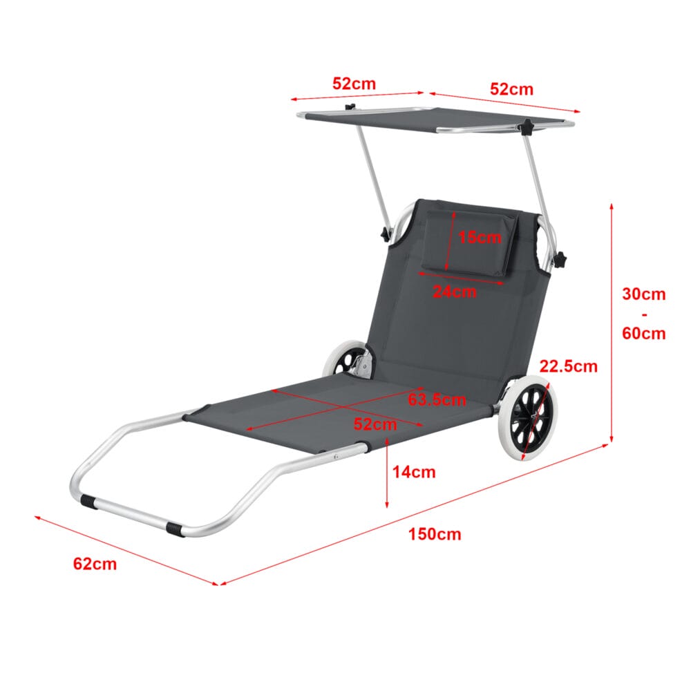 Sonnenliege Lazkano mit Rollen Dunkelgrau