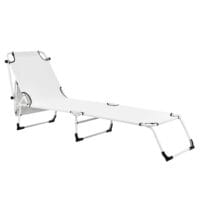 Sonnenliege Lomeda mit Sonnendach 187x53x27cm Weiss