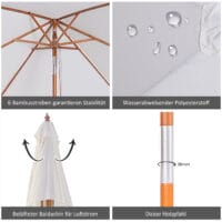 Sonnenschirm rechteckig L200 x B150 neigbar - creme