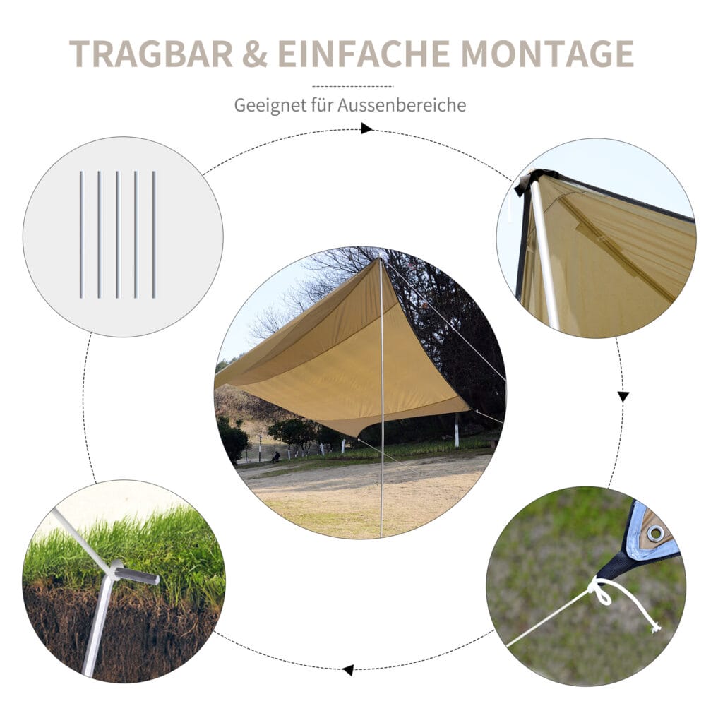Sonnensegel 550 x 560cm Tarp Zelt Sonnenschutz Polyester