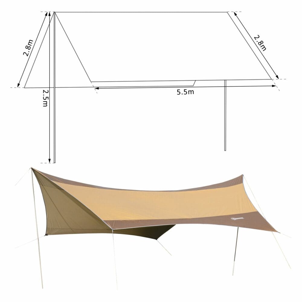 Sonnensegel 550 x 560cm Tarp Zelt Sonnenschutz Polyester