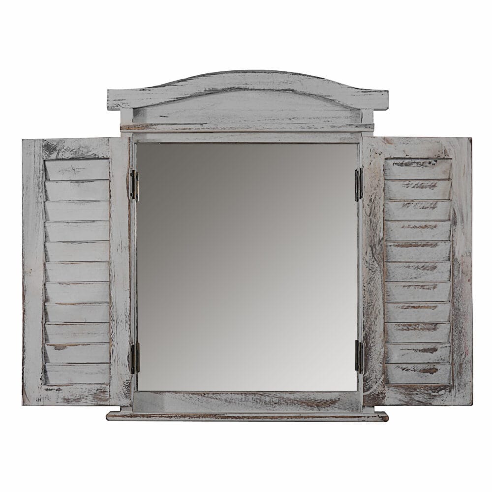 Spiegelfenster mit Fensterläden Shabby Chic ~ grau