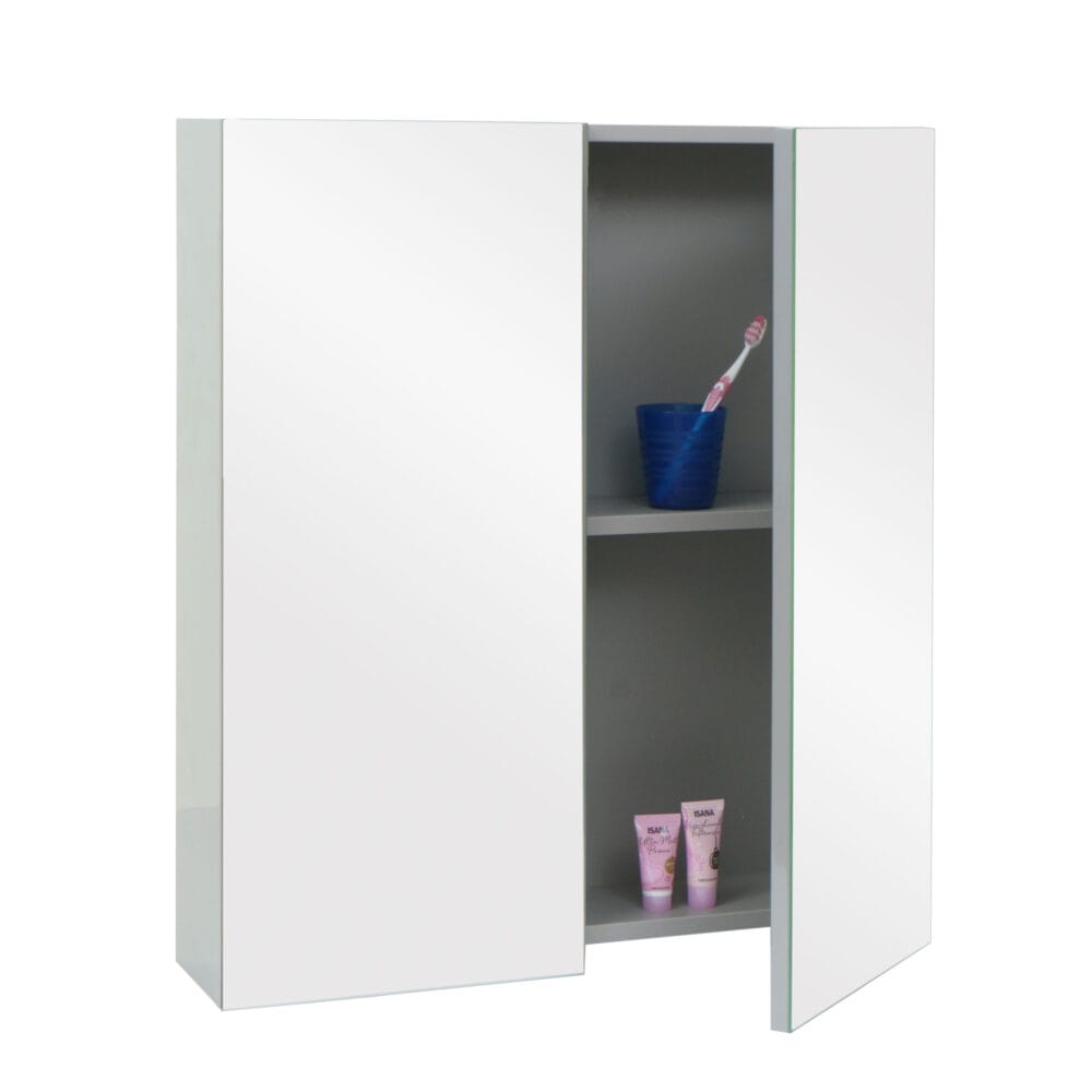 Spiegelschrank Badschrank Hängeschrank hochglanz 70x60x16cm grau