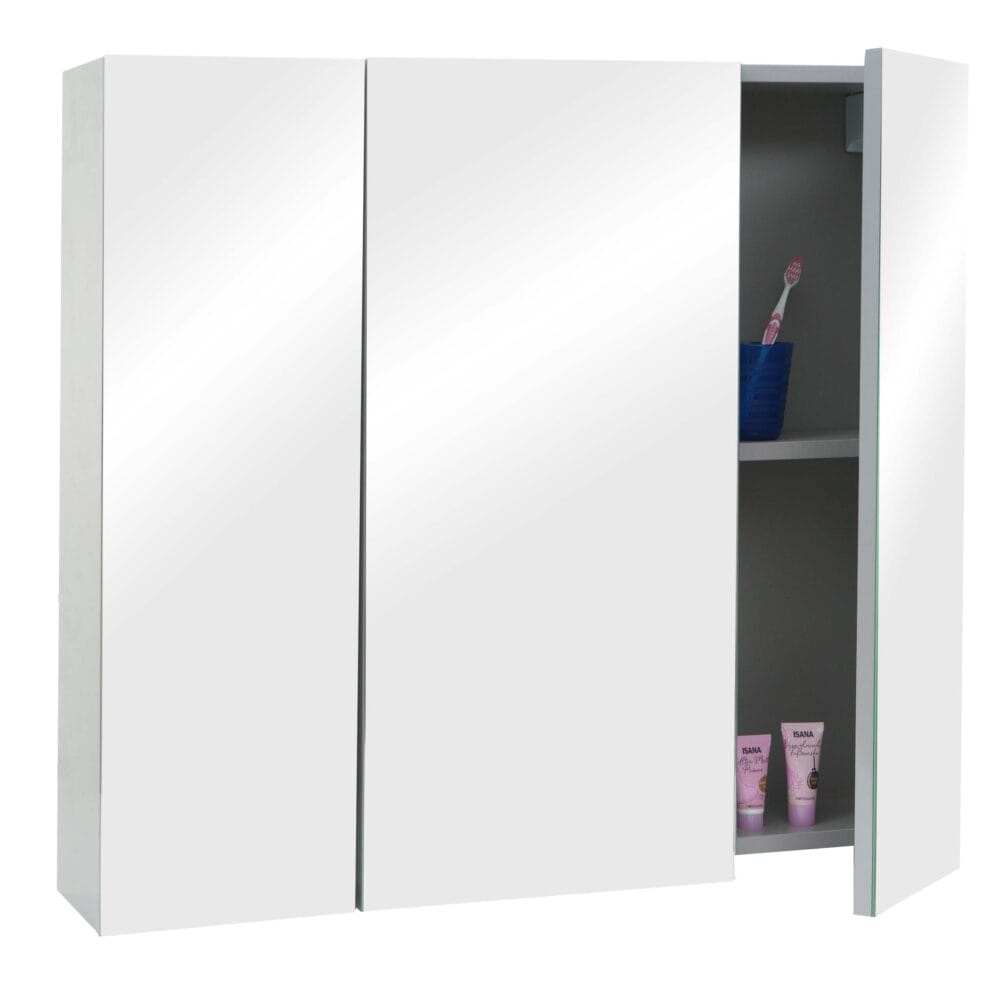 Spiegelschrank Badschrank Hängeschrank hochglanz 70x80x16cm grau