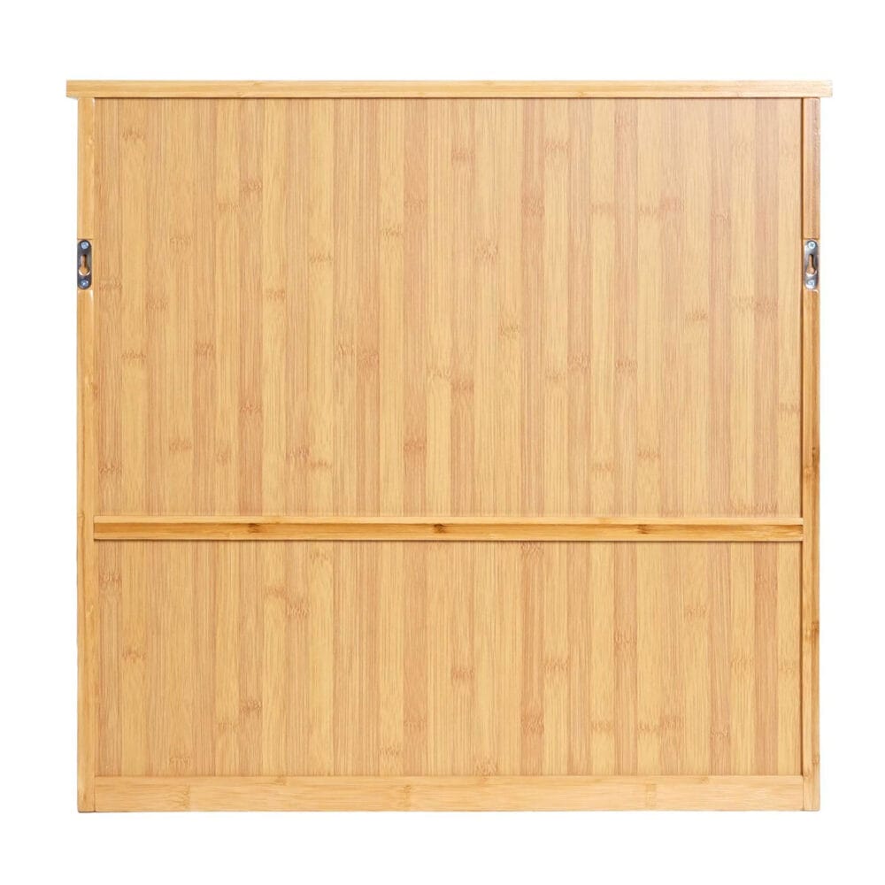 Spiegelschrank Hängeschrank 3 Regalböden 2 Türen Bambus 62x66x15cm