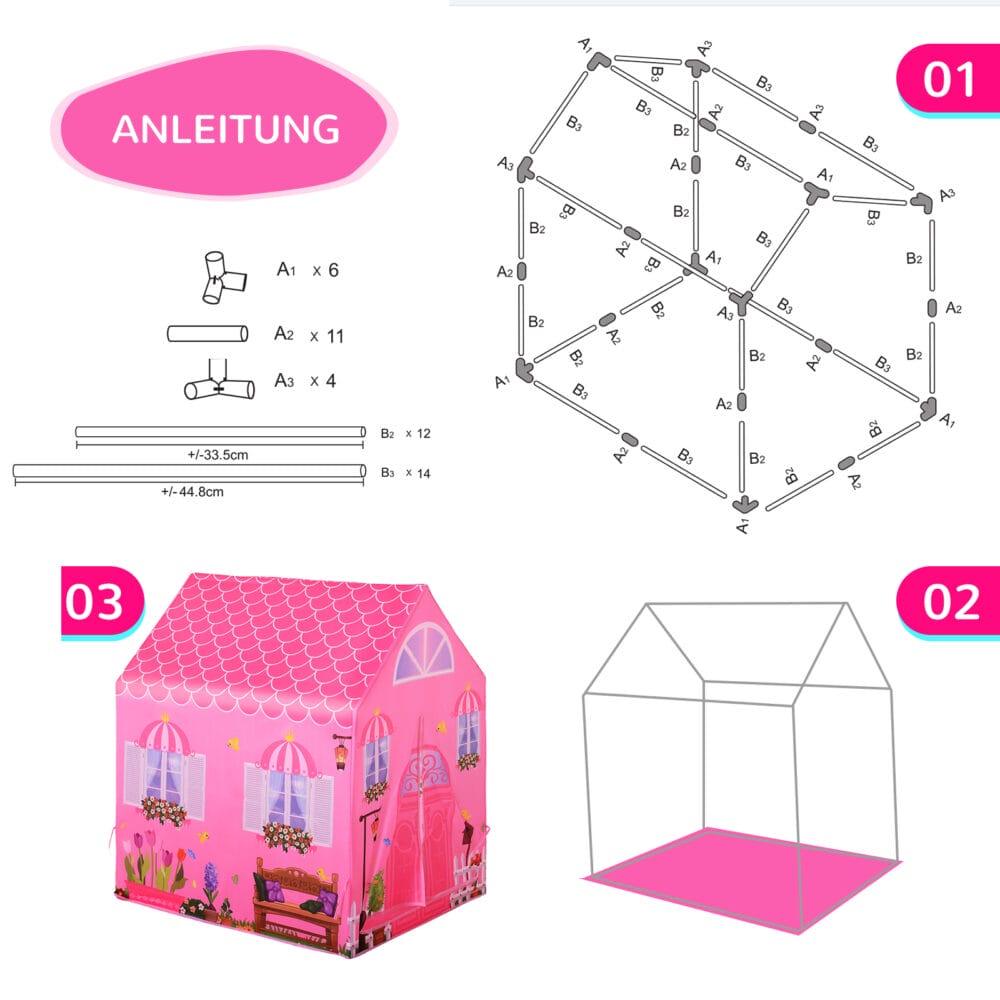 Spielzelt Prinzessin Spielzelt 93 x 69 x 103 cm Rosa