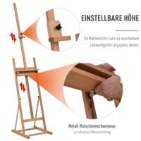 Staffelei Buchenholz Natur 171-230cm Atelierstaffelei