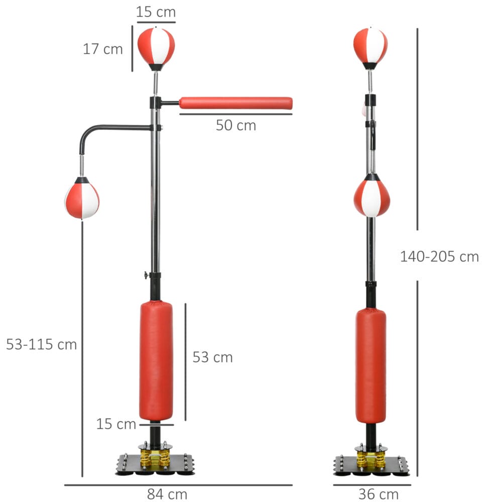 Standboxsack Boxdummy 140-205cm 2 Speedbällen Reflexstange