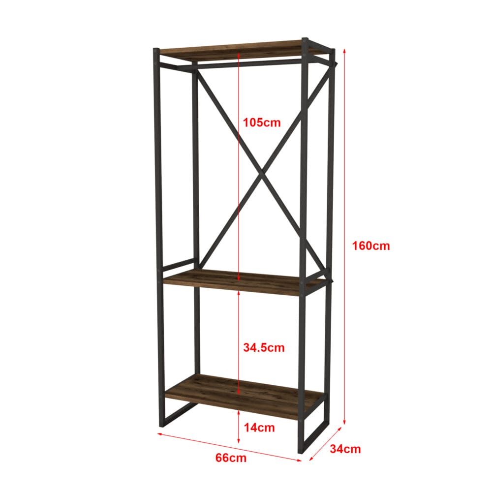 Garderobenständer Ulstein 160x66x34cm Eichenoptik antik