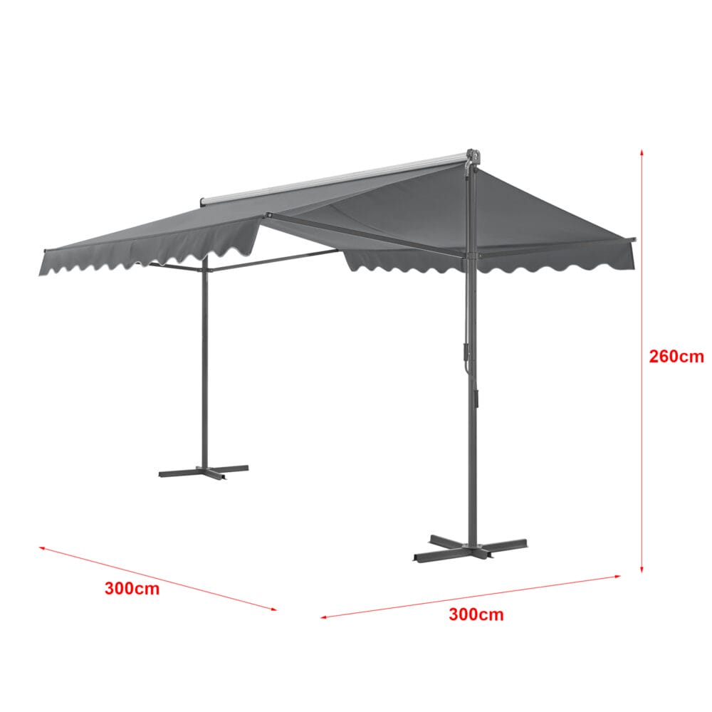 Standmarkise Selenizza freistehend 300x300x260cm Dunkelgrau