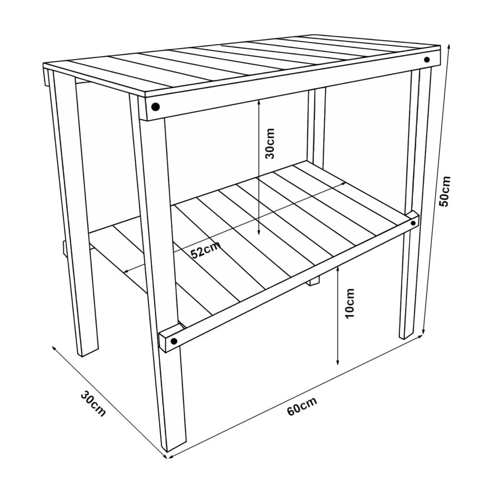 Standregal Suram 50x60x30cm Holz Natur