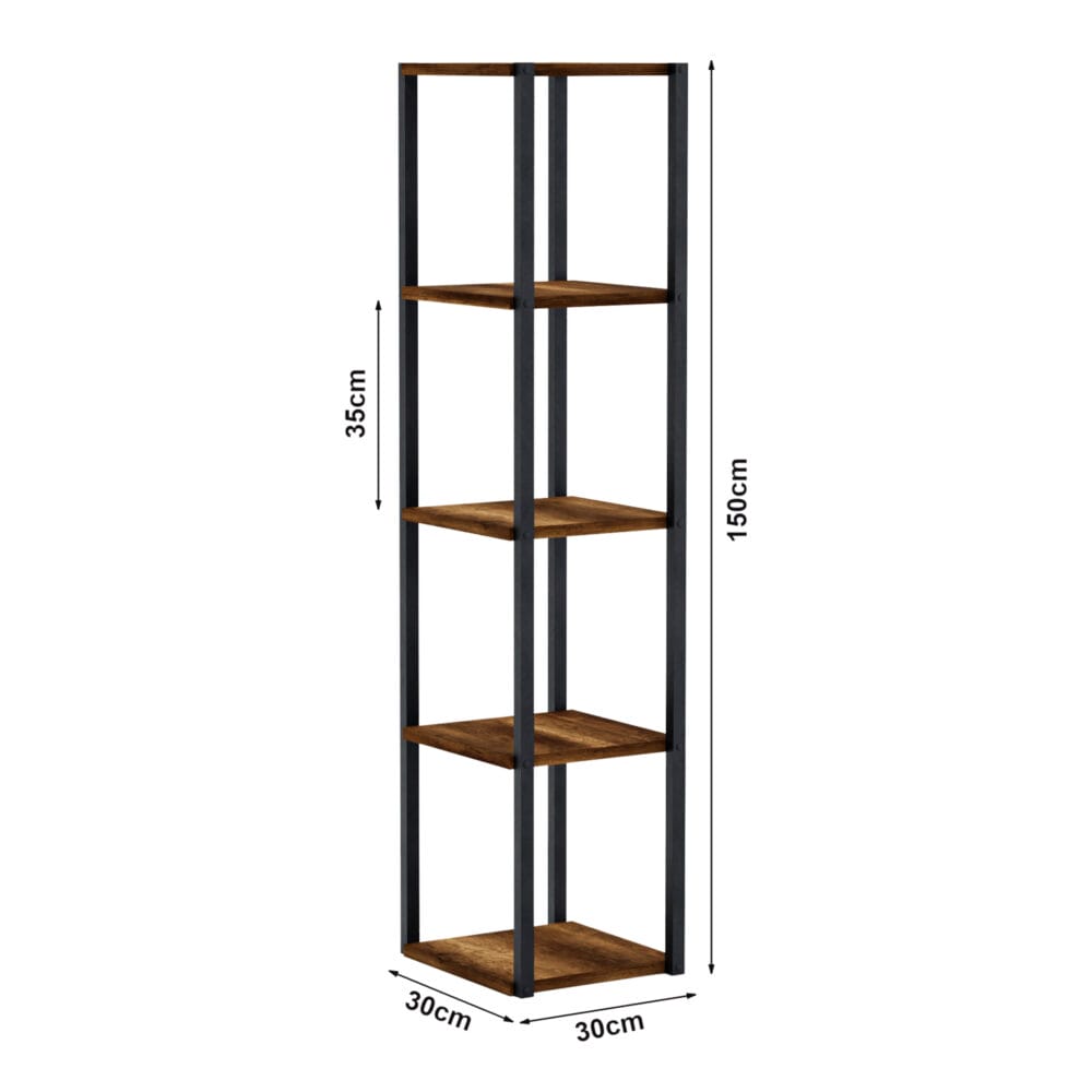 Standregal 150x30x30cm Walnuss-Optik/Schwarz Badregal