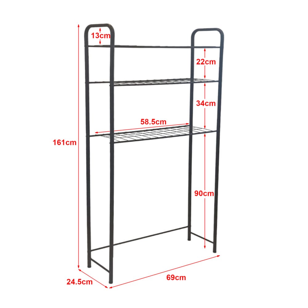 Waschmaschinenregal Nordborg mit 3 Ablagen Metall 161x69x24.5cm