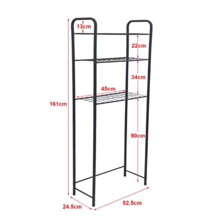 Toilettenregal Nordborg mit 3 Ablagen Metall 161x52.5x24.5cm