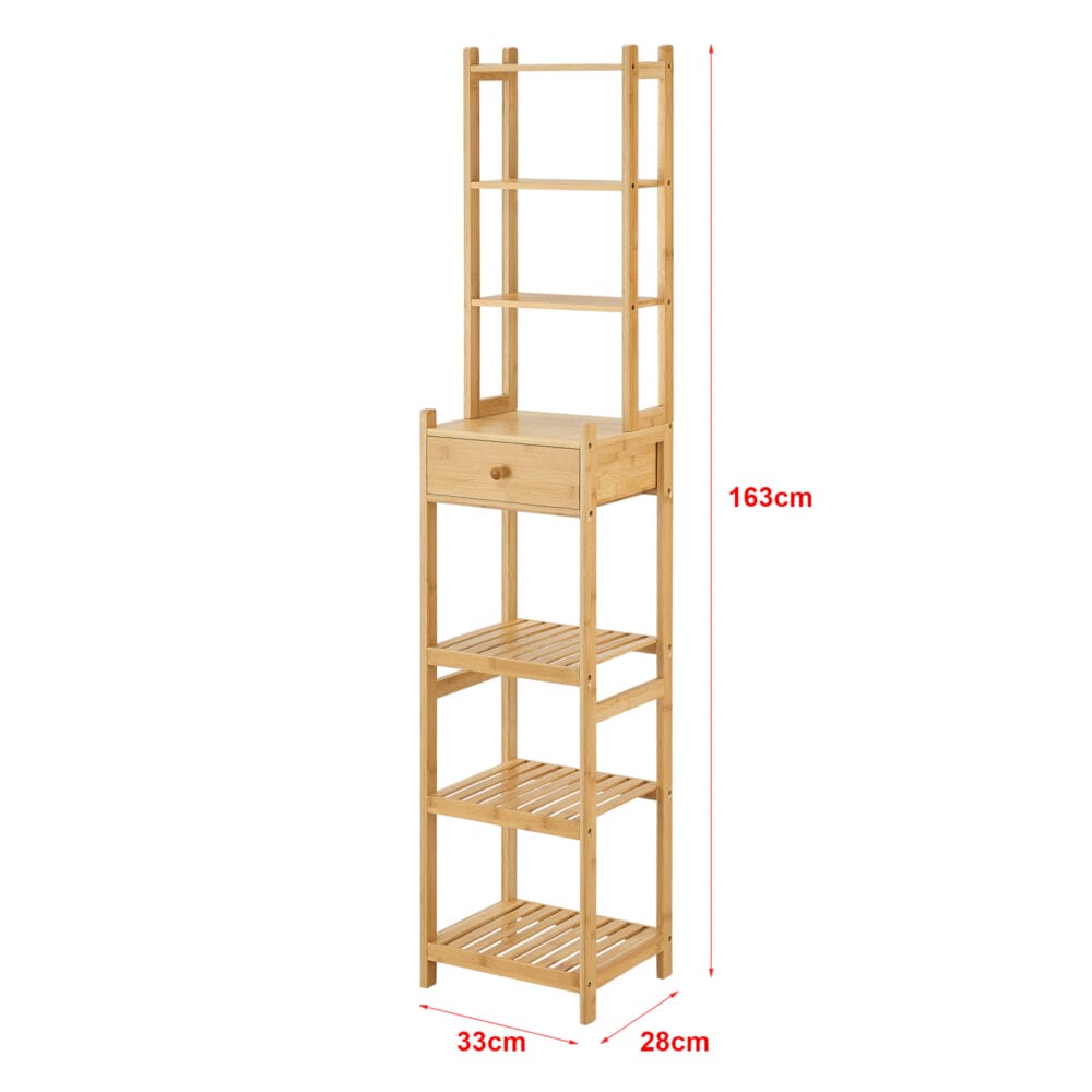 Standregal aus Bambus 163x33x28cm bis 5kg Natur