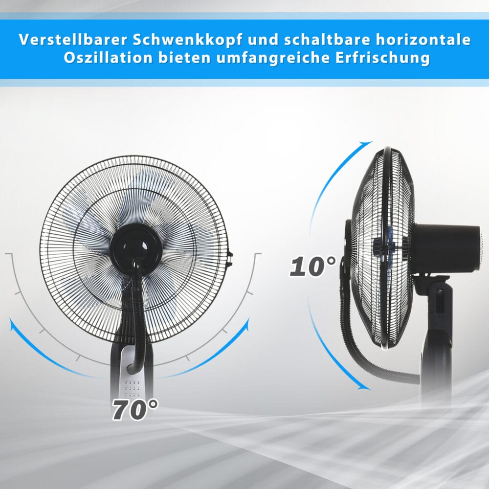 Standventilator mit 2,8 Liter Zerstäuber und Fernbedienung 120cm