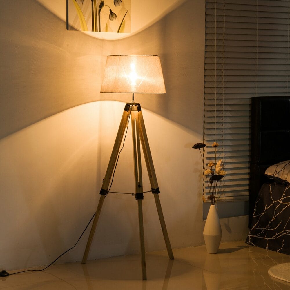 Stehlampe Holz 99-143cm Malmö Natur / Beige