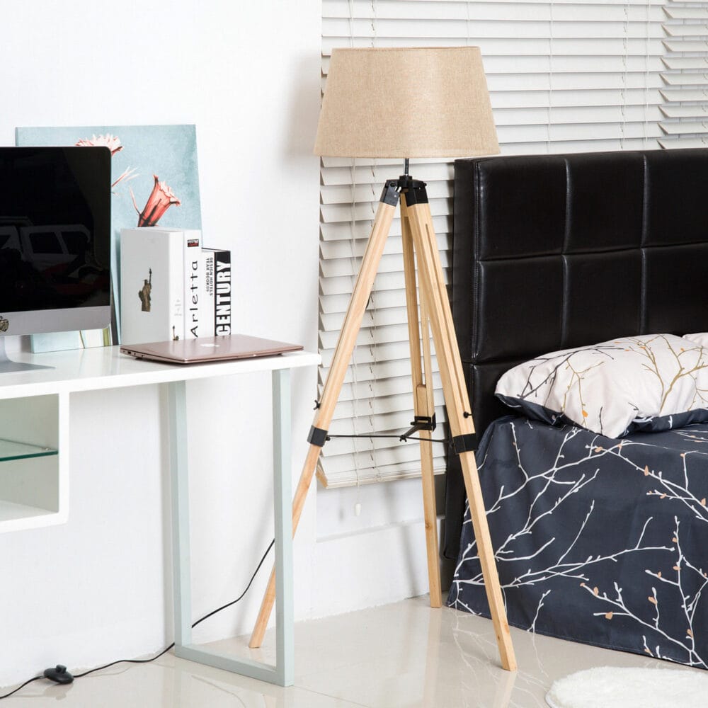 Stehlampe Holz 99-143cm Malmö Natur / Beige