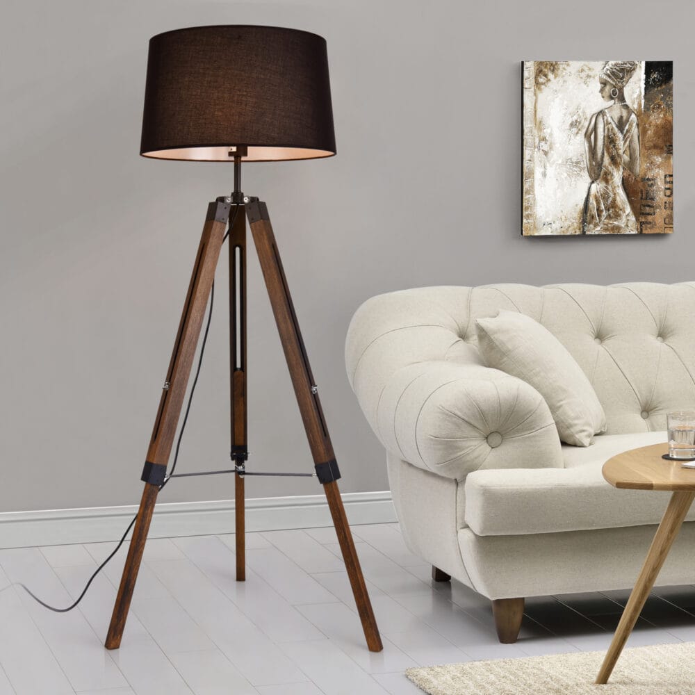 Stehlampe Karlsbad 145cm Schwarz/Braun
