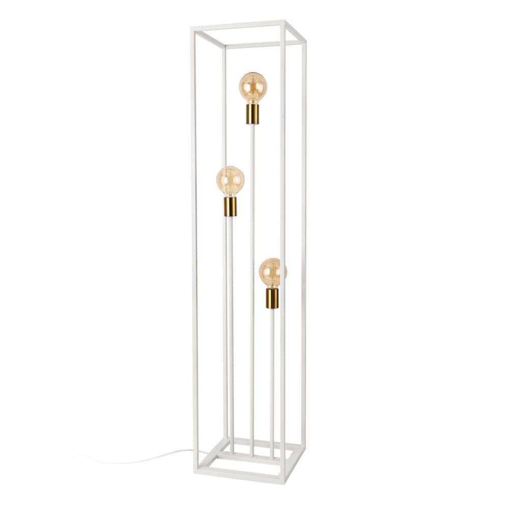 Stehlampe Groningen 3 x E27 Weiss/Messingfarben