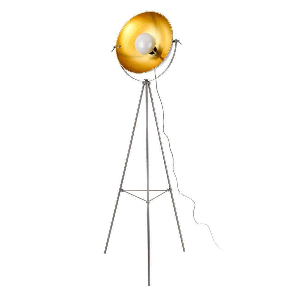 Stehlampe Angers 158cm Max 60W E27 Metall Messing Grau
