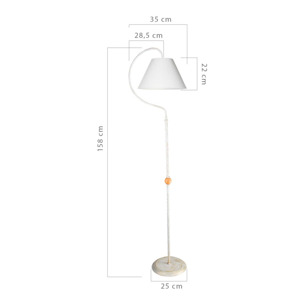 Stehleuchte Stehlampe Epsom E27 Metall Textil Weiss Antik