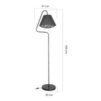 Stehleuchte Stehlampe Gateshead E27 Metall Textil Schwarz Grau