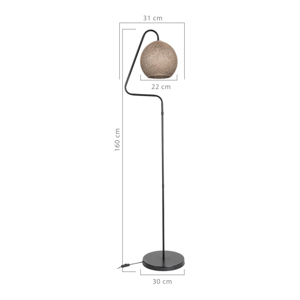 Stehleuchte Stehlampe Littlehampton E27 Metall Juteseil