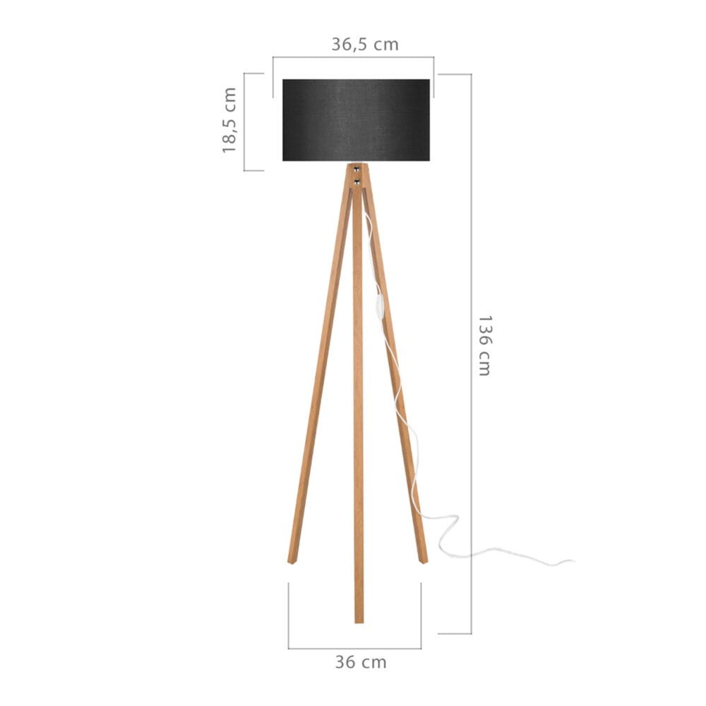 Stehleuchte Stehlampe Rochester E27 Bambusoptik Schwarz