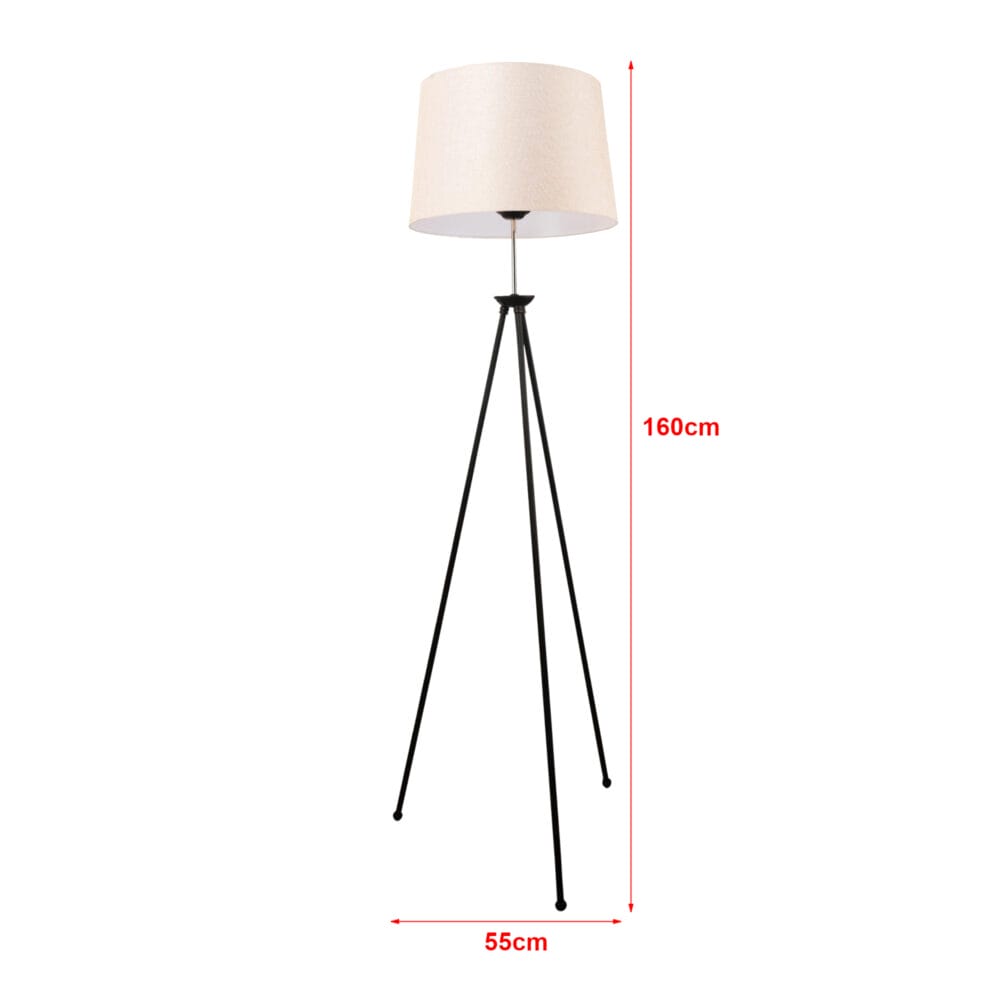 Stehleuchte Stehlampe Orpington 1xE27 Metall Schwarz Creme