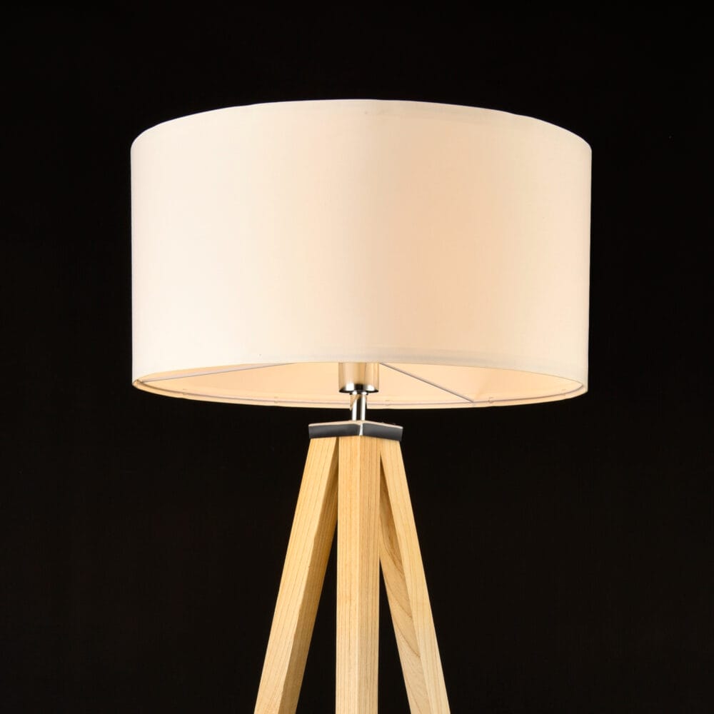 Stehlampe Queluz 1xE27 Ø50x152cm Holzfarben/Weiss