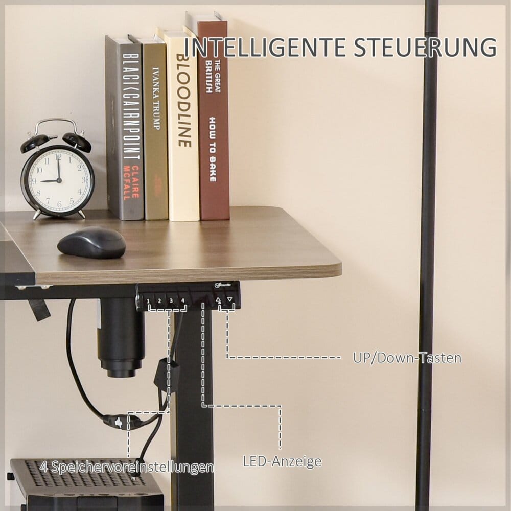 Stehpult Elektrischer Schreibtisch Natur Weiss 140cm x 70cm x 116cm