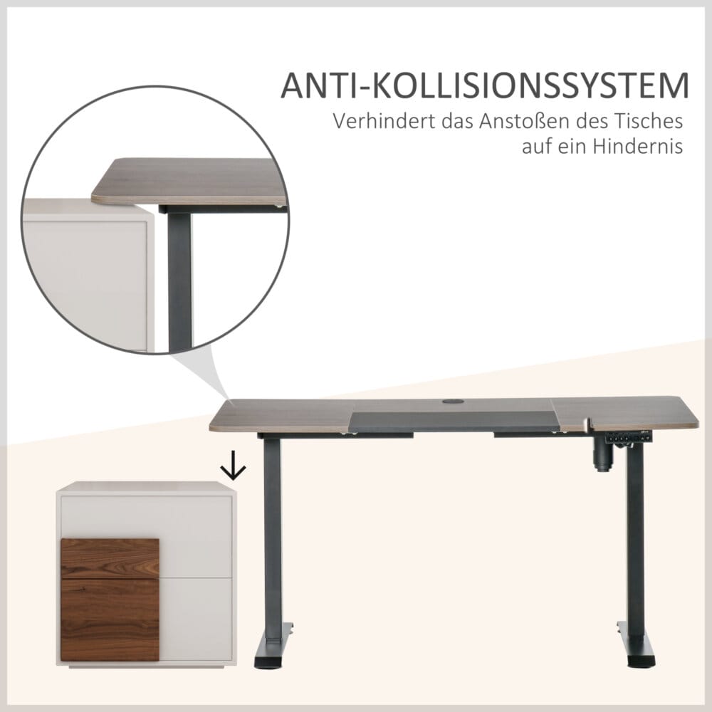 Stehpult Elektrischer Schreibtisch Natur Weiss 140cm x 70cm x 116cm