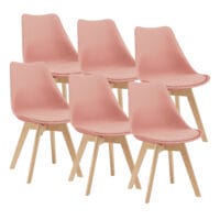 Esszimmerstuhl Dubrovnik 6er Set 81x49 cm Rosé PU-Kunstleder