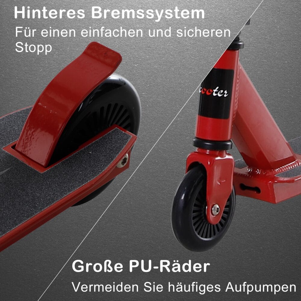 Stuntscooter ab 14 Jahren Kickboard Scooter Alu rot