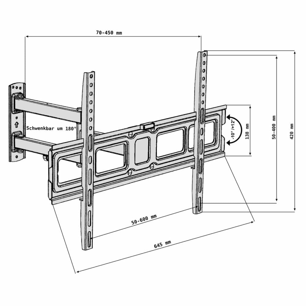 TV-Wandhalterung 32-65 Zoll Vesa bis 600mm neigbar schwenkbar ausziehbar