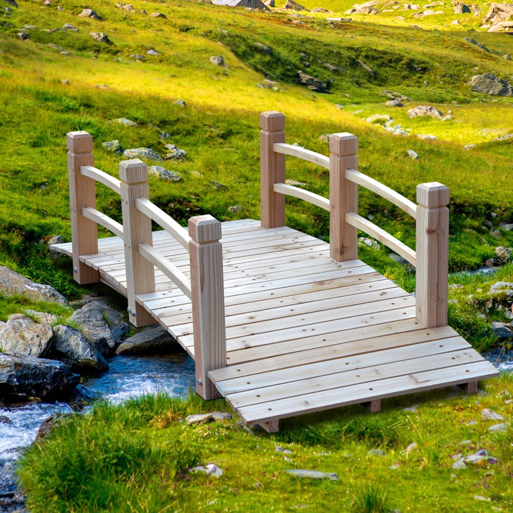 Teichbrücke Gartenbrücke Holzbrücke 152 x 67cm