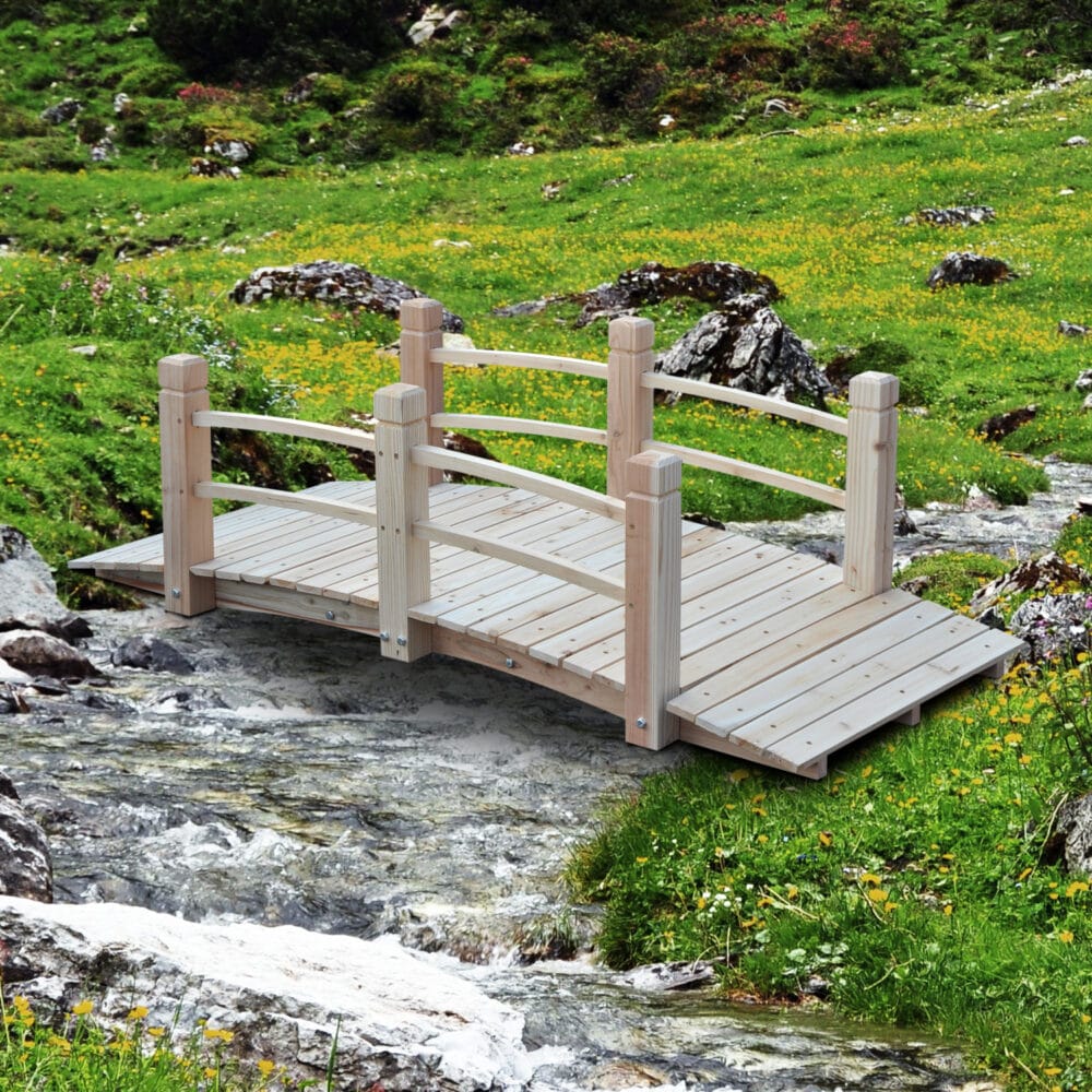 Teichbrücke Gartenbrücke Holzbrücke 152 x 67cm