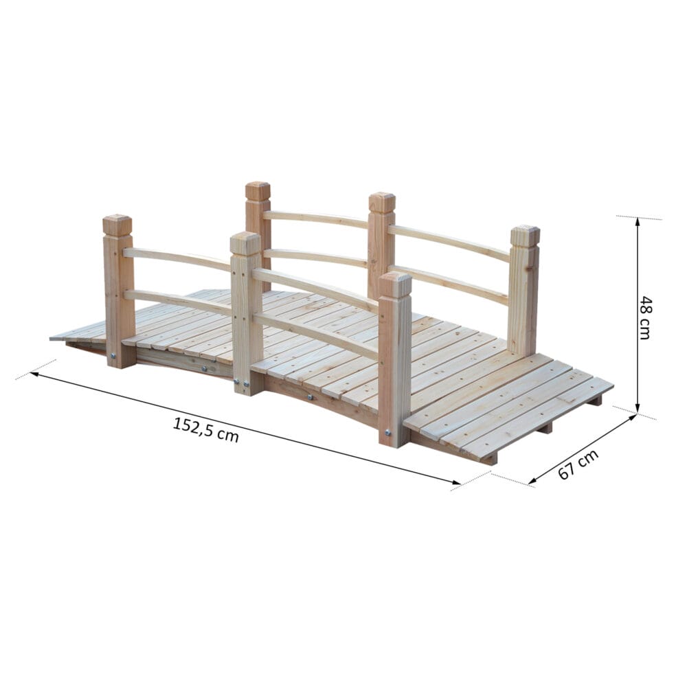 Teichbrücke Gartenbrücke Holzbrücke 152 x 67cm