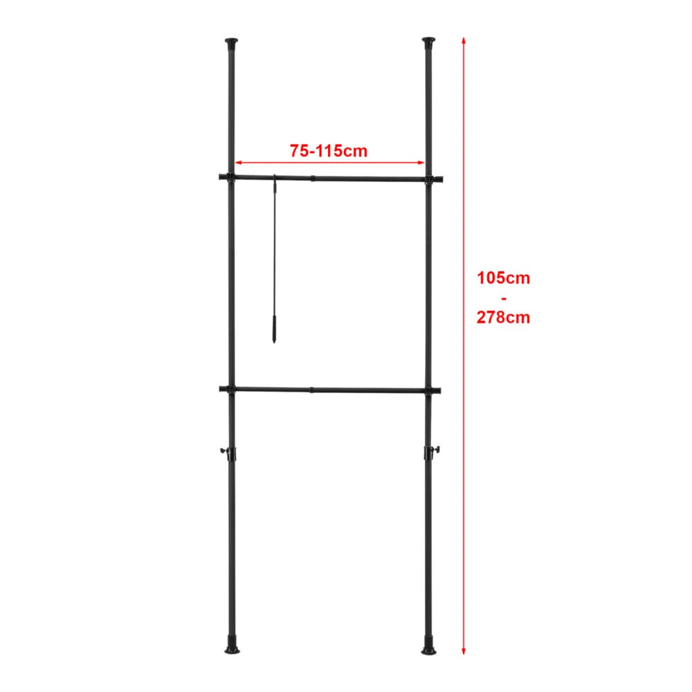 Teleskopgarderobe Kemi mit 2 Garderobenstangen 75 - 115cm