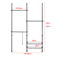 Teleskopgarderobe Kemi mit 3 Garderobenstangen 160 - 200cm