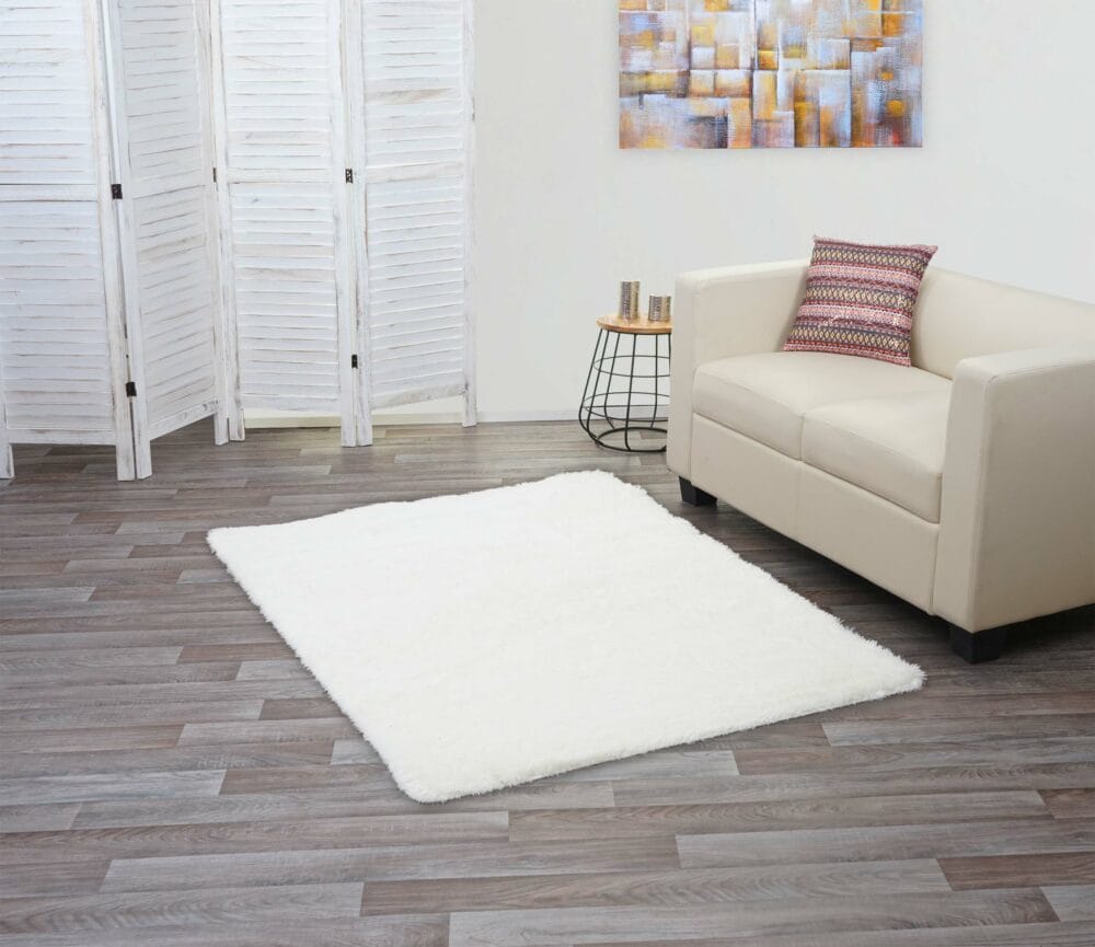 Teppich Shaggy Hochflor flauschig 160x120cm ~ weiss