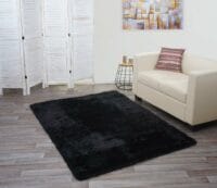 Teppich Shaggy Hochflor flauschig 200x140cm ~ schwarz