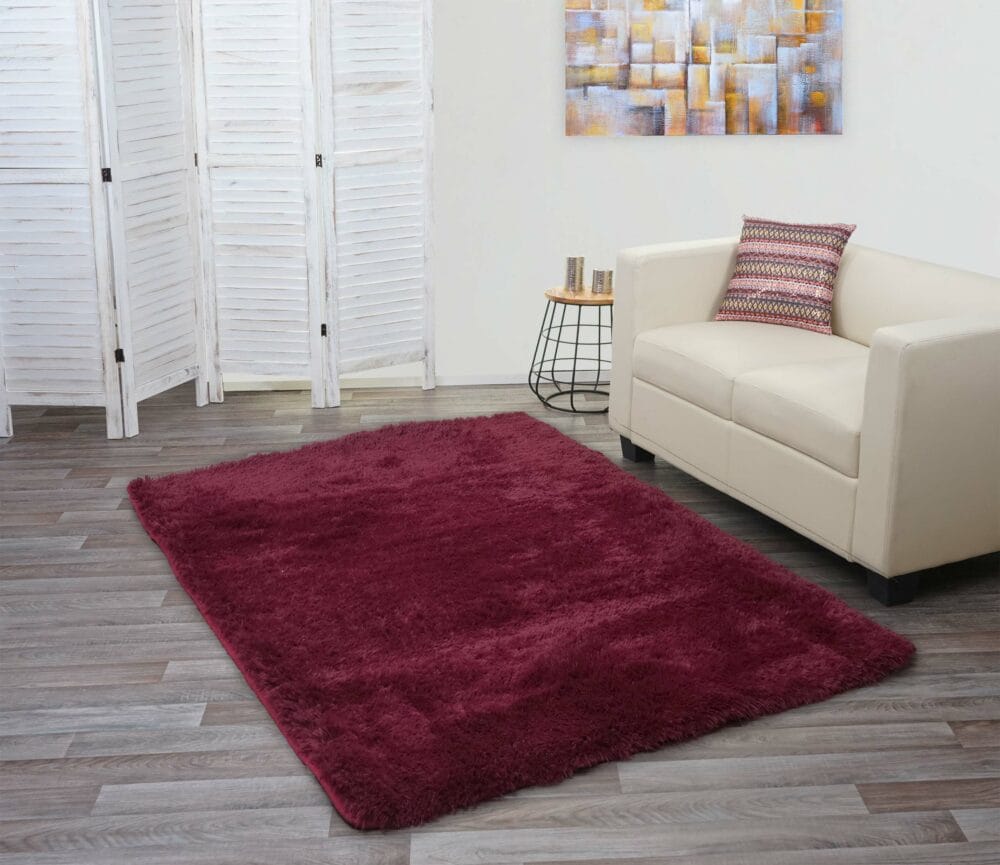 Teppich Shaggy Hochflor flauschig 200x140cm ~ weinrot