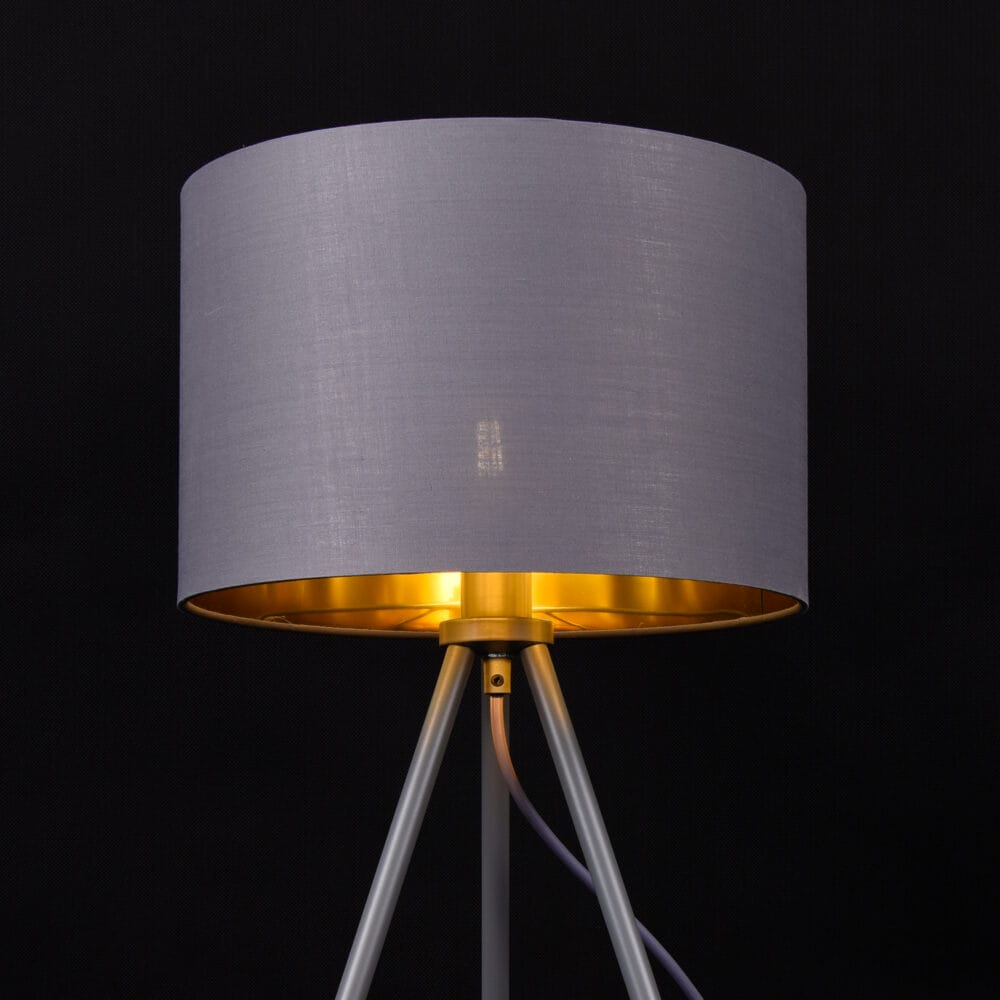 Tischlampe Metz E14 Max. 40W Stoffschirm und Metallfüsse Gold