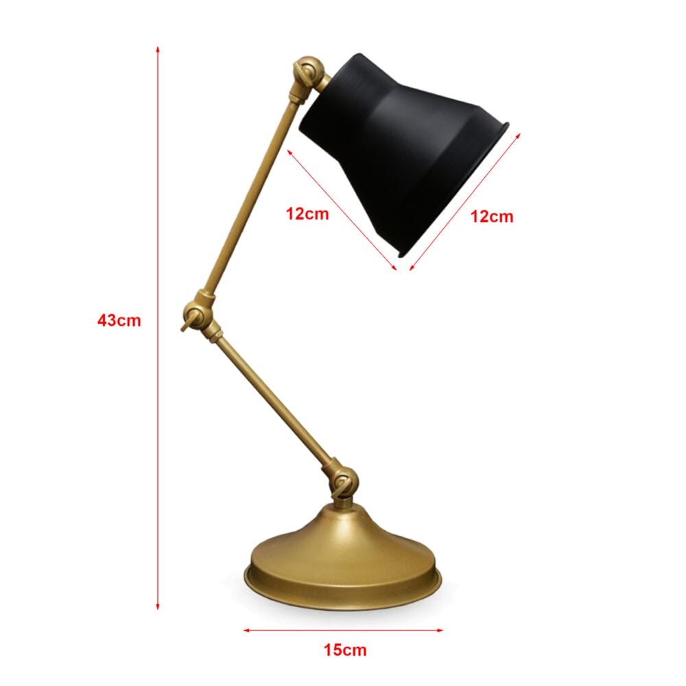 Tischlampe Paignton 1xE27 Schwarz Messingfarben