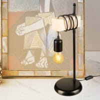 Tischlampe Chatham E27 Metall Massivholz Schwarz Holzoptik