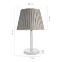 Tischlampe Kilbride E27 Metall Glas Textil Weiss Sandfarben