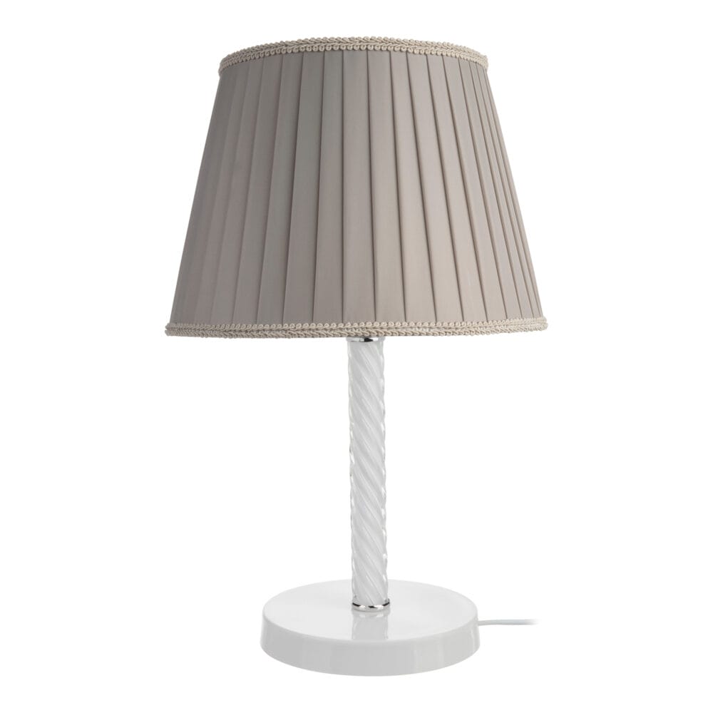 Tischlampe Kilbride E27 Metall Glas Textil Weiss Sandfarben