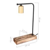 Tischlampe Lincoln E27 Massivholz Metall Schwarz Goldfarben